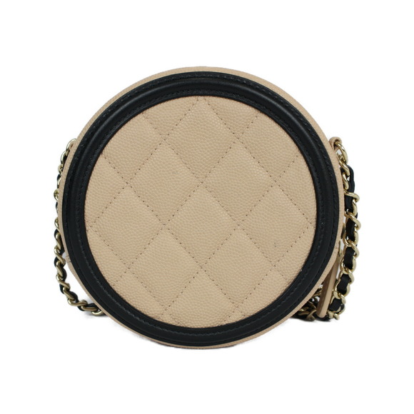 Chanel Beige Shoulder Filigree Black Chain Bag CC - Picture 1 of 14